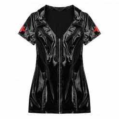 Kinky Cloth Wetlook Red Cross Sleeve Bodycon Costume