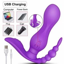 Kinky Cloth WGL Dildo Vibrator Clitoris Combo W/ Remote Control Clit Vibrators