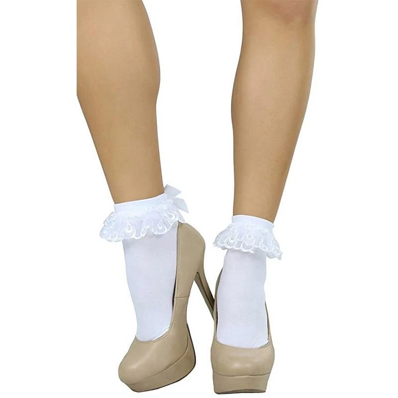 Kinky Cloth Socks & Tights White Bow Ankle High Heels Socks 4 Kinky Cloth Socks & Tights White Bow Ankle High Heels Socks