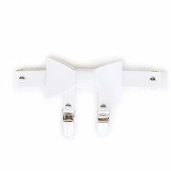 Kinky Cloth White Bow Leather Double Clip Leg Ring Garter Belt Goth 15 Kinky Cloth White Bow Leather Double Clip Leg Ring Garter Belt Goth