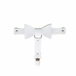 Kinky Cloth Goth White Bow Leather Single Clip Leg Garter Belt