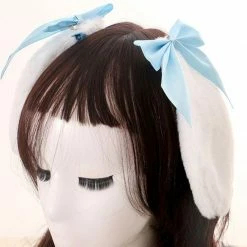 Kinky Cloth White Bunny Lop Ears Hairpin