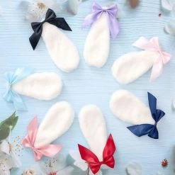 Kinky Cloth White Bunny Lop Ears Hairpin