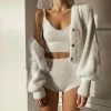 Kinky Cloth White Cropped Fur Cardigan