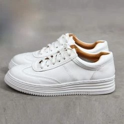 Kinky Cloth White Leather Chunky Sneakers Footwear