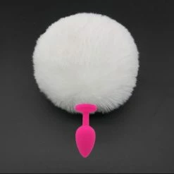 Kinky Cloth Pet Play White Poof Ball Rabbit Tail Plug