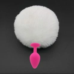 Kinky Cloth Pet Play White Poof Ball Rabbit Tail Plug