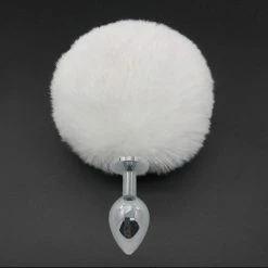 Kinky Cloth Pet Play White Poof Ball Rabbit Tail Plug
