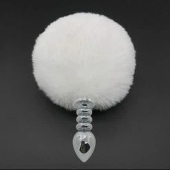 Kinky Cloth Pet Play White Poof Ball Rabbit Tail Plug
