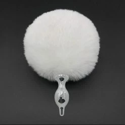 Kinky Cloth Pet Play White Poof Ball Rabbit Tail Plug