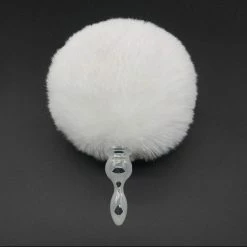 Kinky Cloth Pet Play White Poof Ball Rabbit Tail Plug