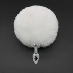 Kinky Cloth Pet Play White Poof Ball Rabbit Tail Plug