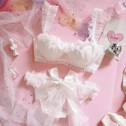 Kinky Cloth White Ruffle Bra & Panties Set