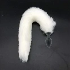 Kinky Cloth White Snow Fox Tail Plug 38 Kinky Cloth White Snow Fox Tail Plug