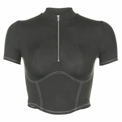 Kinky Cloth White Thread Short Sleeve Crop Top Top & Tees