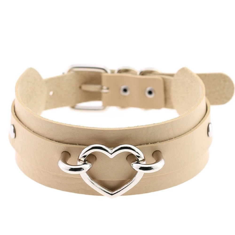 Kinky Cloth Wide Band Heart Collar Collars & Chokers 43 Kinky Cloth Wide Band Heart Collar Collars & Chokers