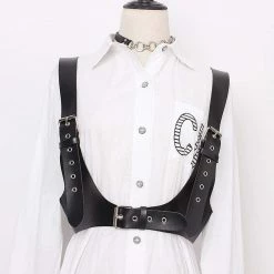 Kinky Cloth Wide PU Leather Strap Buckle Harness