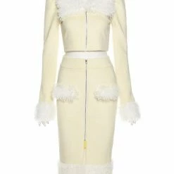 Kinky Cloth Zipper Coat And Skirt Set Skirts