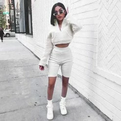 Kinky Cloth Zipper Pocket Patchwork Crop Jacket Jackets & Outerwear