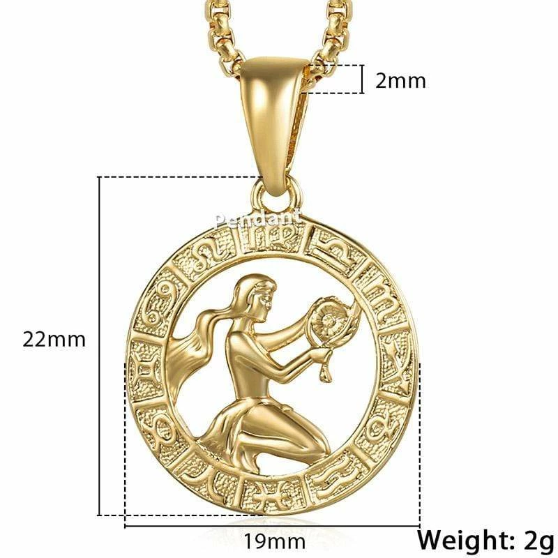 Kinky Cloth Zodiac Sign Gold Pendant Necklace Astrology 12 Kinky Cloth Zodiac Sign Gold Pendant Necklace Astrology